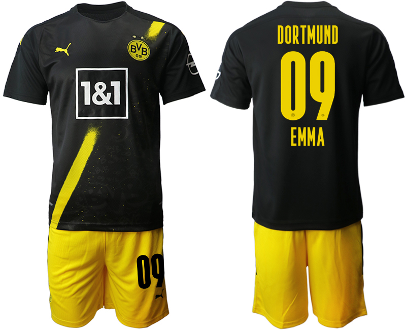 Men 2020-2021 club Borussia Dortmund away 09 black Soccer Jerseys->customized soccer jersey->Custom Jersey